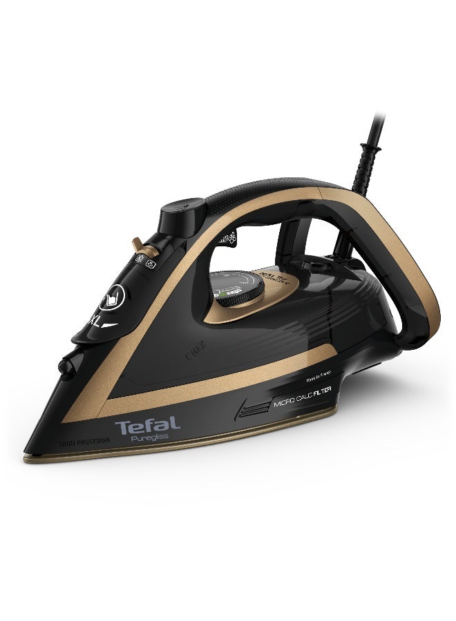 Tefal Puregliss Steam Iron | 50 g/Minute Cont | Steam Output, 280 g/Minute Steam Burst | Anti-Stain Protection | Exceptional Glide | Safety Auto-Off | 270 ml 3000 W FV8064G0 Black / Copper - Image 1