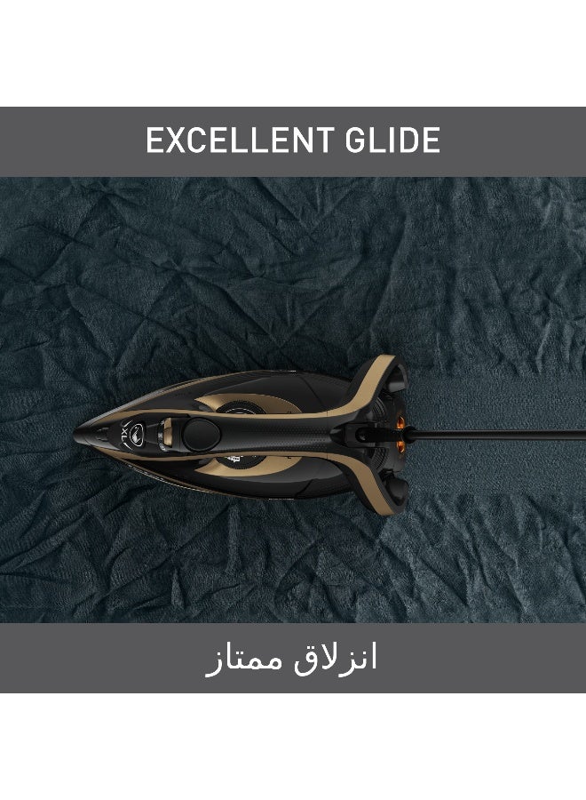 Tefal Puregliss Steam Iron | 50 g/Minute Cont | Steam Output, 280 g/Minute Steam Burst | Anti-Stain Protection | Exceptional Glide | Safety Auto-Off | 270 ml 3000 W FV8064G0 Black / Copper - Image 5