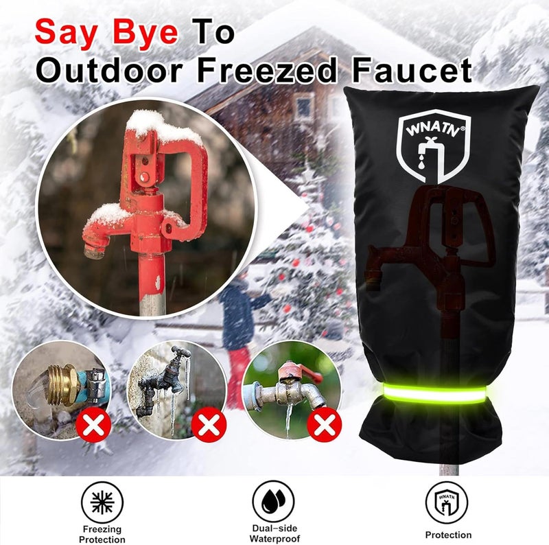 WNATN Outdoor Faucet Cover for Winter Freeze Protection,28" L x 15" W,Waterproof Outdoor Large Spigot Covers Winter Insulated,2PCS(Black) - Image 3