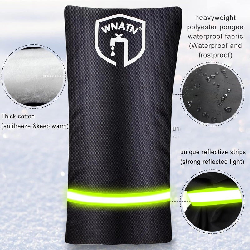WNATN Outdoor Faucet Cover for Winter Freeze Protection,28" L x 15" W,Waterproof Outdoor Large Spigot Covers Winter Insulated,2PCS(Black) - Image 2