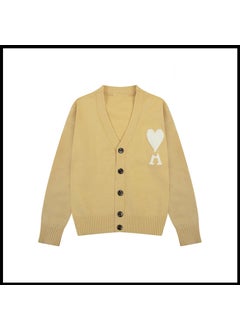 Generic Trendy Brand Love Knit Cardigan Oversized V-Neck Sweater Yellow [a8129]  - Image 5