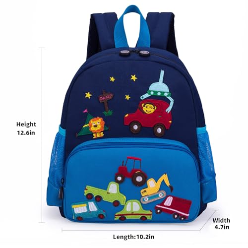 willikiva Cute Zoo Little 3d Backpack Kids Backpack for Boys and Girls Toddler Backpack Waterproof Preschool (Blue Car) - Image 2