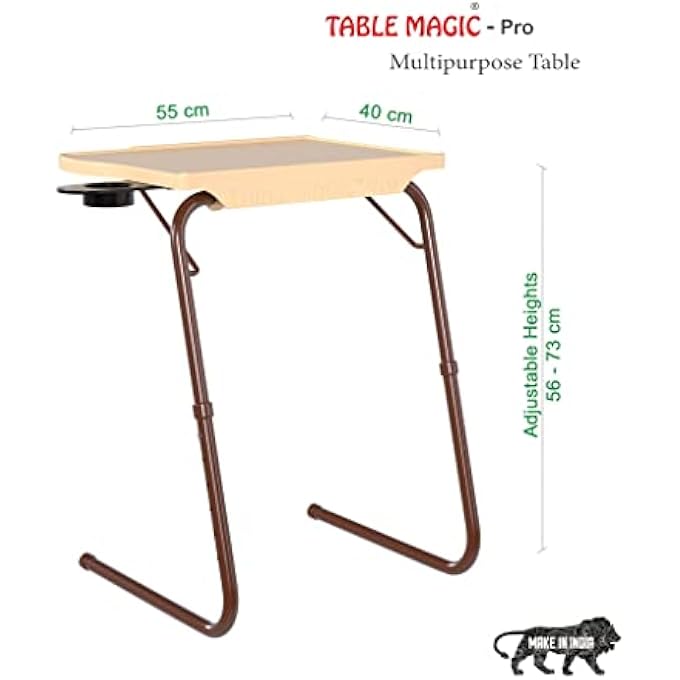 TABLE MAGIC - PRO EXTENDED WORK SPACE LAPTOP TABLE MAT FINISH LAPTOP TABLE MULTIPURPOSE HEIGHT ADJUSTABLE WORK STUDY TV TRAY TABLE LAP DESK (PRO-GOLD MARBLE) - Image 2