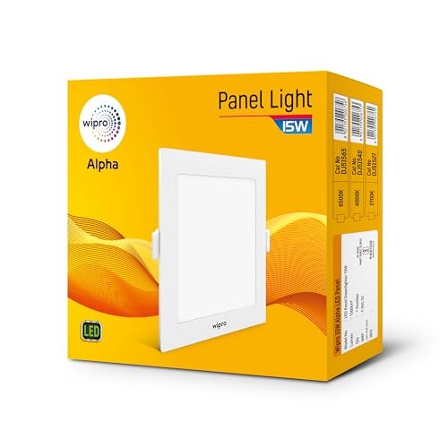wipro Metal Garnet 15W Square LED Alpha Panel | Cool Day White (6500K) | Recessed Down Light for False Ceiling | Cutout - 153Mm*153Mm | Pack of 1 - Image 2