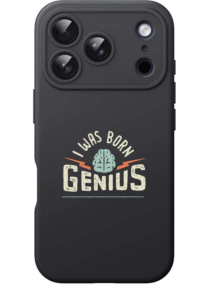 Theodor Protective Slim Fit Case Liquid Silicone Cover with Full Body Protection Anti-Scratch Shockproof Case For Apple iPhone 17 Pro Max (Black) Born Genius - White - Image 1