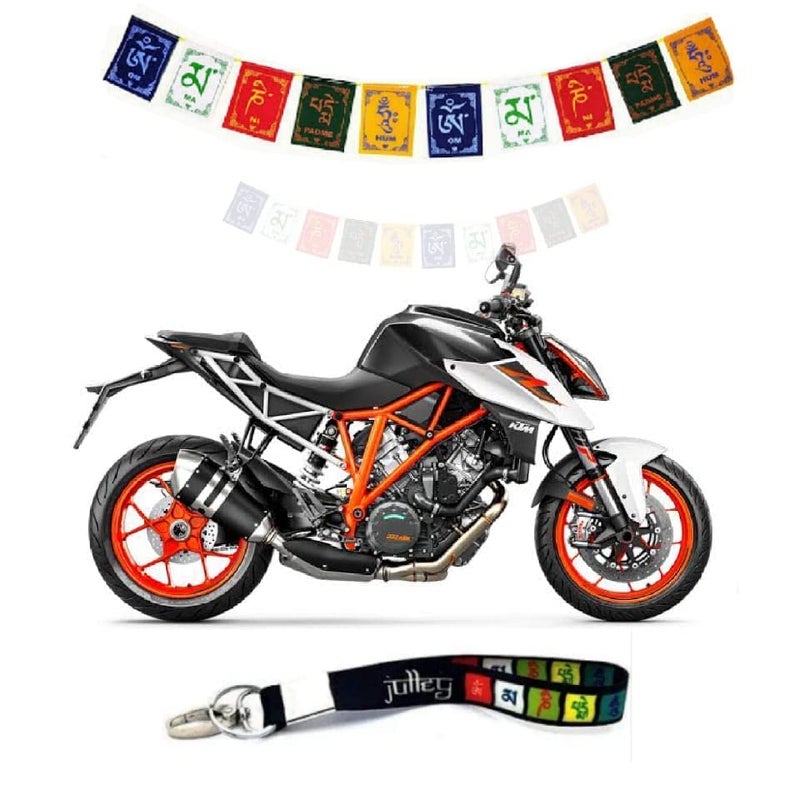 Aternal Tibetan Flag for Bike Decoration Small Buddhist Prayer Flag Ladakh Motorbike Velvet Accessories Décor Items for Cycle with Tibetan Keychain - Image 1