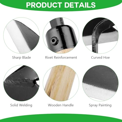 HASTHIP® Weeder Hand Tool, 32.5cm Steel Blade with Wooden Handle, Durable Handheld Weed Remover for Lawn, Portable Weed Puller, Flower Bed & Soil Cultivation - Image 3