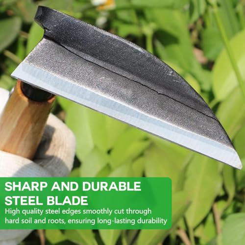 HASTHIP® Weeder Hand Tool, 32.5cm Steel Blade with Wooden Handle, Durable Handheld Weed Remover for Lawn, Portable Weed Puller, Flower Bed & Soil Cultivation - Image 5
