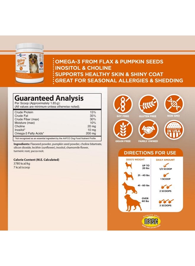 Vital Planet - Skin and Coat Powder Supplement for Dogs with Choline, Inositol, Pumpkin, Flax and Omega-3 Oils to Support a Soft Shiny Healthy Coat and for Seasonal Allergies - 60 Scoops, 111g, 3.92oz - Image 2