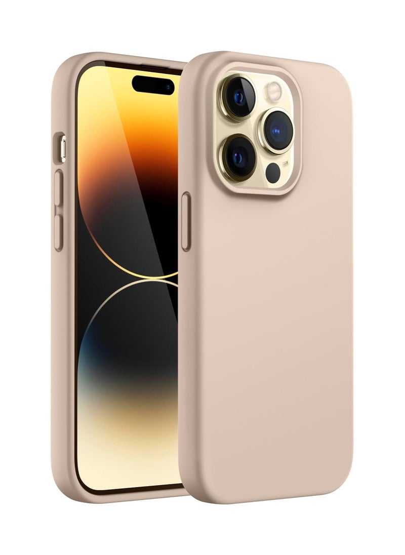 Silicone Case Compatible with iPhone 14 Pro, Slim Liquid Silicone Phone Case with Layers of Soft Rubber, Shockproof Bumper with TPU Lining (Sand Pink)  - Image 1