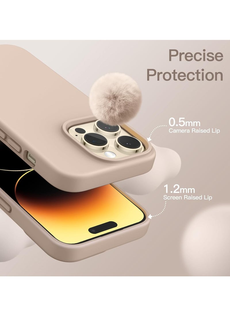 Silicone Case Compatible with iPhone 14 Pro, Slim Liquid Silicone Phone Case with Layers of Soft Rubber, Shockproof Bumper with TPU Lining (Sand Pink)  - Image 3