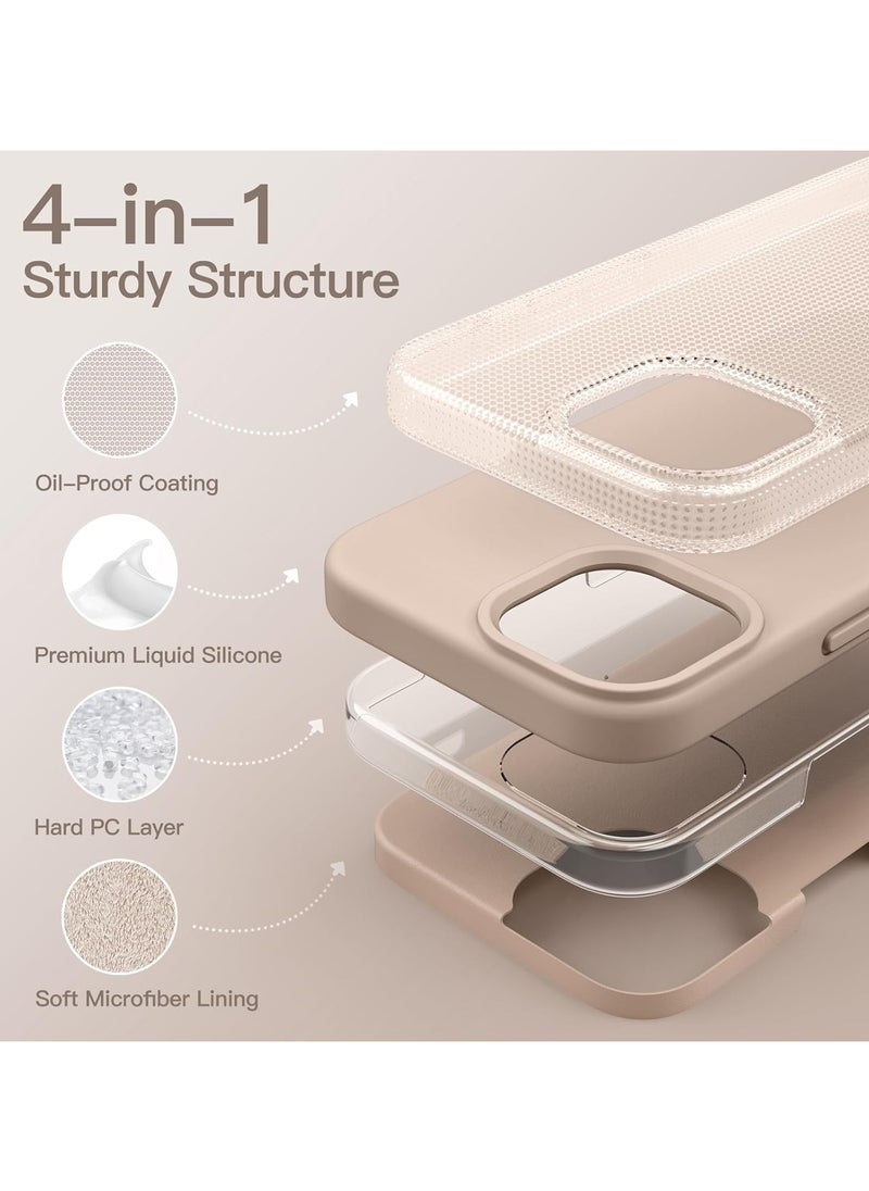 Silicone Case Compatible with iPhone 14 Pro, Slim Liquid Silicone Phone Case with Layers of Soft Rubber, Shockproof Bumper with TPU Lining (Sand Pink)  - Image 4