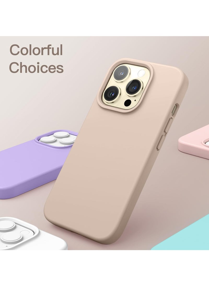 Silicone Case Compatible with iPhone 14 Pro, Slim Liquid Silicone Phone Case with Layers of Soft Rubber, Shockproof Bumper with TPU Lining (Sand Pink)  - Image 5