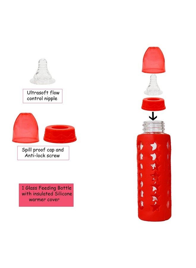 The Little Lookers - High Borosilicate Glass Feeding Bottle For Baby Feeder For Newborn ;Super Soft Flow Control & Anti Colic Nipple For Infants Toddlers - Image 1