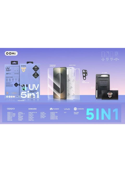 Clear UV Filter Screen Protector, 3D Curved Edge Tempered Glass, 5-in-1 Installation Kit, 2 Screen Protectors, 2 Back Screen Protectors, and 1 Camera Screen Protector (Honor X60 Pro)