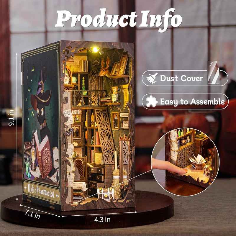 CUTEBEE Book Nook Kit, DIY Booknook Miniature House Tiny House 3D Wooden Puzzle Dollhouse Kit for Adults and Teens, Bookshelf Insert Decor, DIY Craft Gift Model Build - Image 3