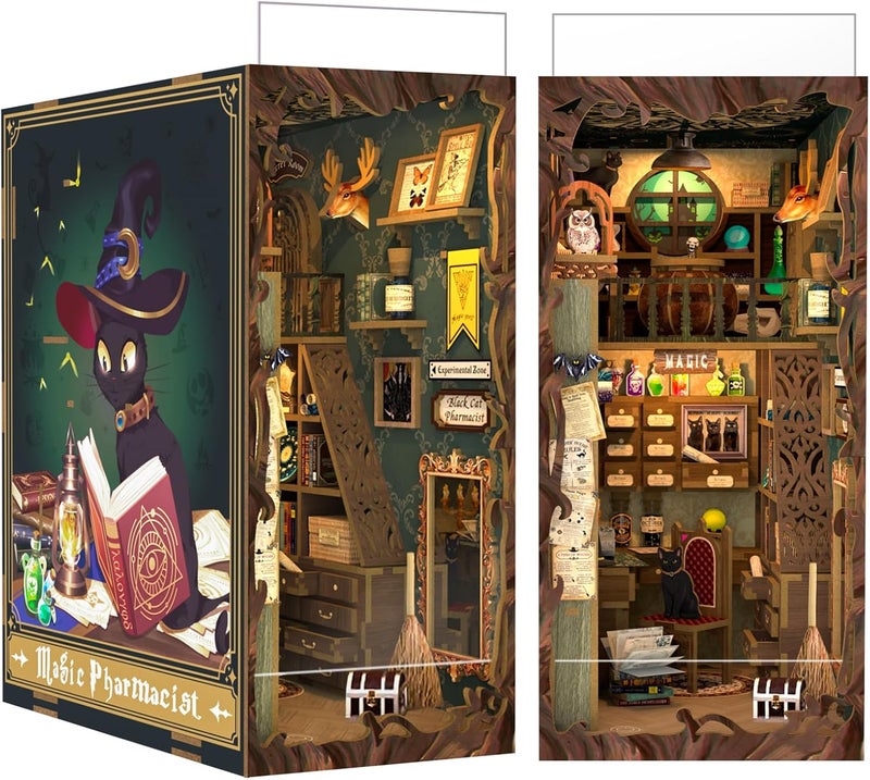 CUTEBEE Book Nook Kit, DIY Booknook Miniature House Tiny House 3D Wooden Puzzle Dollhouse Kit for Adults and Teens, Bookshelf Insert Decor, DIY Craft Gift Model Build - Image 1