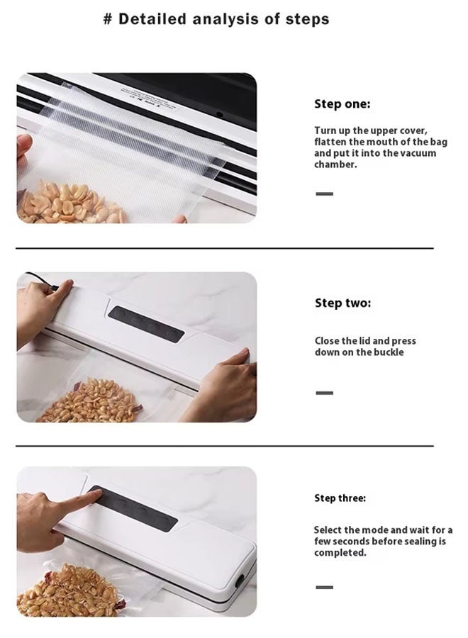 Vacuum Packing Machine Sealing Machine Vacuum Sealer Machines Food Preservation Machine Food Storage Sealing Machine Dry/Wet Preservation Fully Automatic Sealing Machine Black  - Image 3