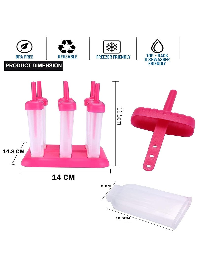Feinerman - Feinerman Ice Popsicle Molds Set of 6 BPA Free Reusable Ice Pop Maker with Tray with Sticks Homemade Kulfi Mould Ice Cream Candy Lolly Mold Frozen Treats Summer Ice Cube Tray Mold - Image 1