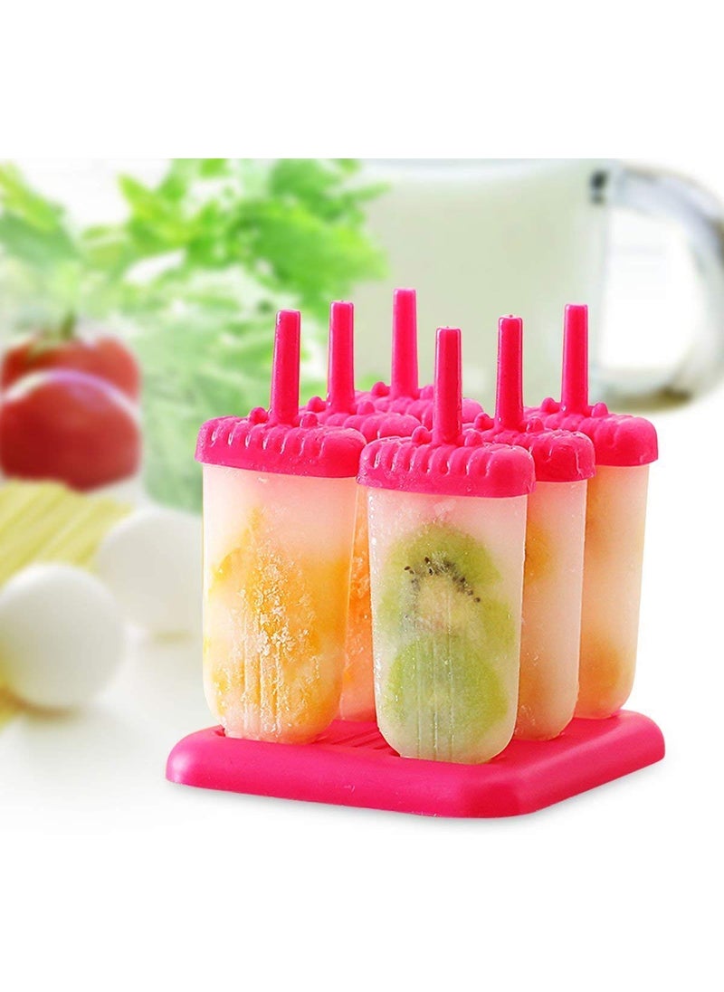 Feinerman - Feinerman Ice Popsicle Molds Set of 6 BPA Free Reusable Ice Pop Maker with Tray with Sticks Homemade Kulfi Mould Ice Cream Candy Lolly Mold Frozen Treats Summer Ice Cube Tray Mold - Image 1