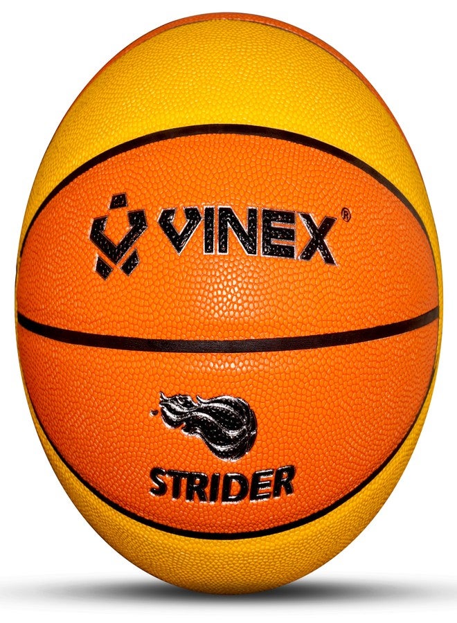 Vinex Strider Basketball Size 7 – Hygroscopic PU Material, Waterproof, Superior Grip, Butyl Bladder, Laminated, Nylon Winding – Indoor & Outdoor Play - Image 1