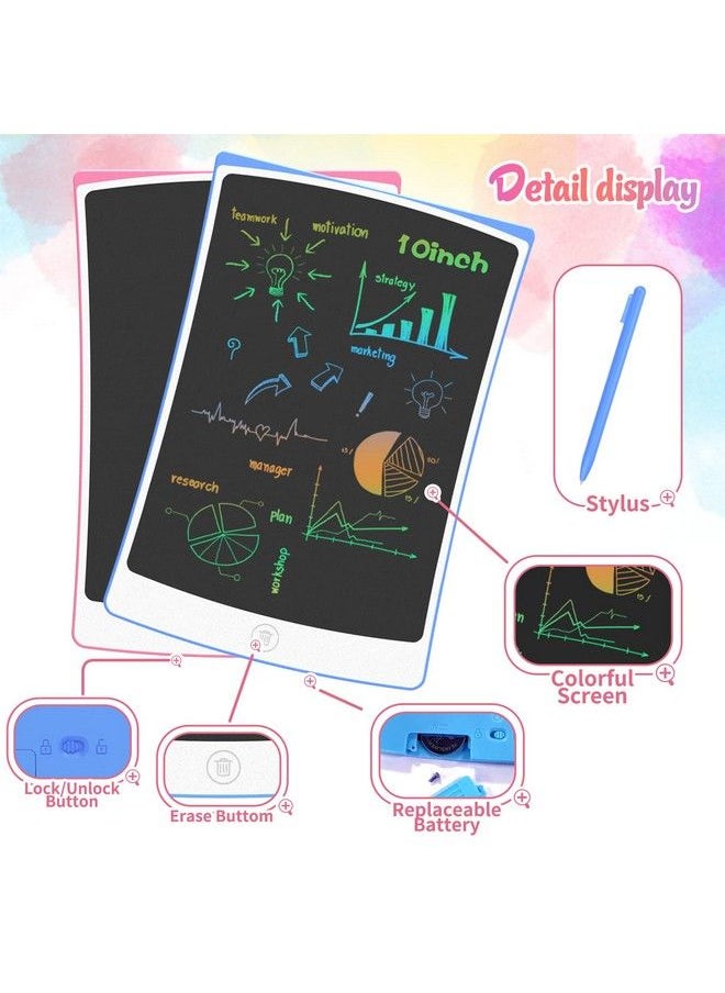 HOMESTEC - 10 Inch Kids Writing Tablet Colorful Erasable Doodle Board Electronic Lcd Drawing Pads Educational And Learning Toys Gifts For 3 4 5 6 7 Years Old Boys Girls - Image 1