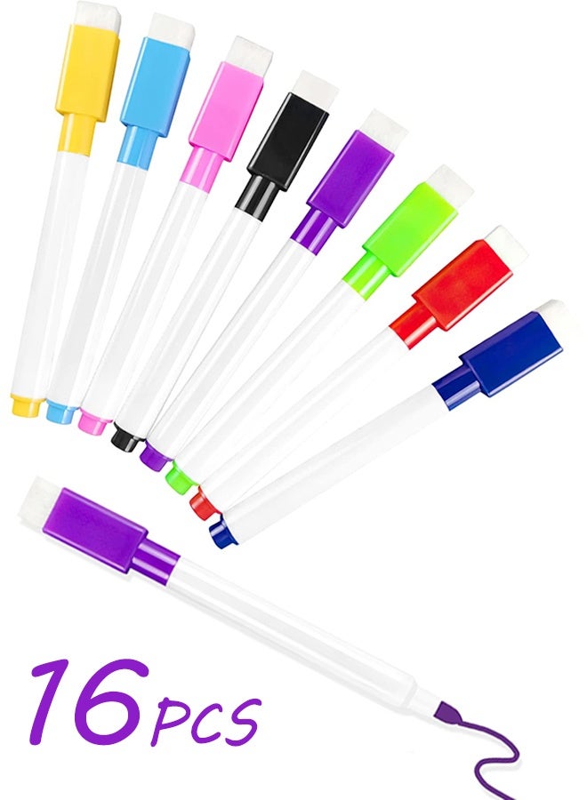 16Pcs Colorful Whiteboard Markers Dry Erase Markers with Eraser Cap, White Board Mini Dry Erase Markers Bulk, Fine Point Tip Student White Board Markers for Teachers Office School Supplies - Image 1