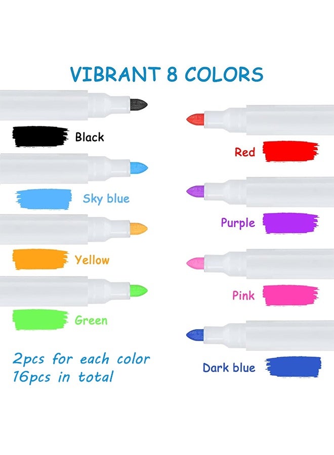 16Pcs Colorful Whiteboard Markers Dry Erase Markers with Eraser Cap, White Board Mini Dry Erase Markers Bulk, Fine Point Tip Student White Board Markers for Teachers Office School Supplies - Image 3