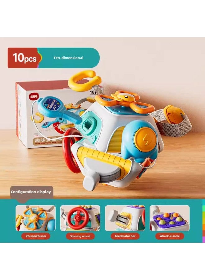 Baby Toy Busy Ball Hand Grab Ball Puzzle Feelings Hexahedron Rotating Box Baby Early Education Turn Music Toy-Color: Ten-sided Function Busy Ball (enlightenment Cognitive/hand And Brain Exercise) - Image 1