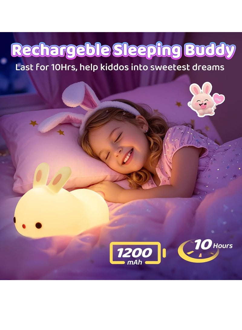 ELTRAZONE Cute Bunny Kids Night Light – Soft LED Nursery Lamp with 7 Color Changing Options, Rechargeable Battery, Perfect for Children's Room Decor, Safe and Eco-Friendly, Ideal Gift for Boys and Girls - Image 1