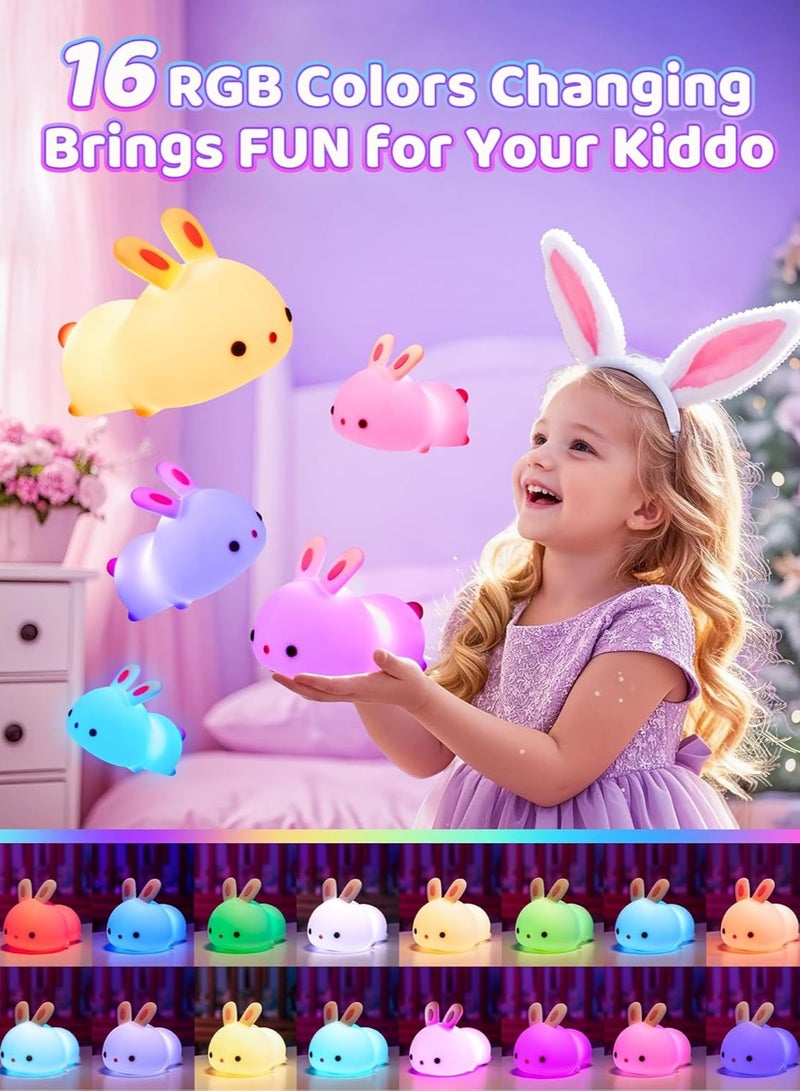 ELTRAZONE Cute Bunny Kids Night Light – Soft LED Nursery Lamp with 7 Color Changing Options, Rechargeable Battery, Perfect for Children's Room Decor, Safe and Eco-Friendly, Ideal Gift for Boys and Girls - Image 3