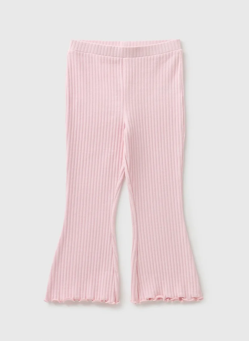 Matalan Girls Pink Ribbed Flared Leggings