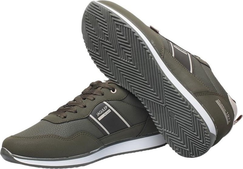 Liger Men's Leather Laced Casual Sneakers Khaki - Beige  - Image 3