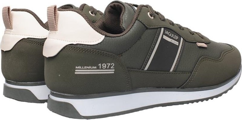 Liger Men's Leather Laced Casual Sneakers Khaki - Beige  - Image 4