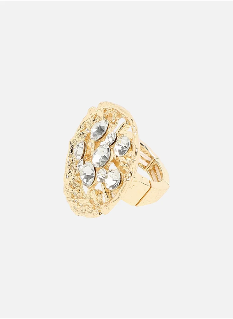 SOHI Crystal Vines Statement Ring