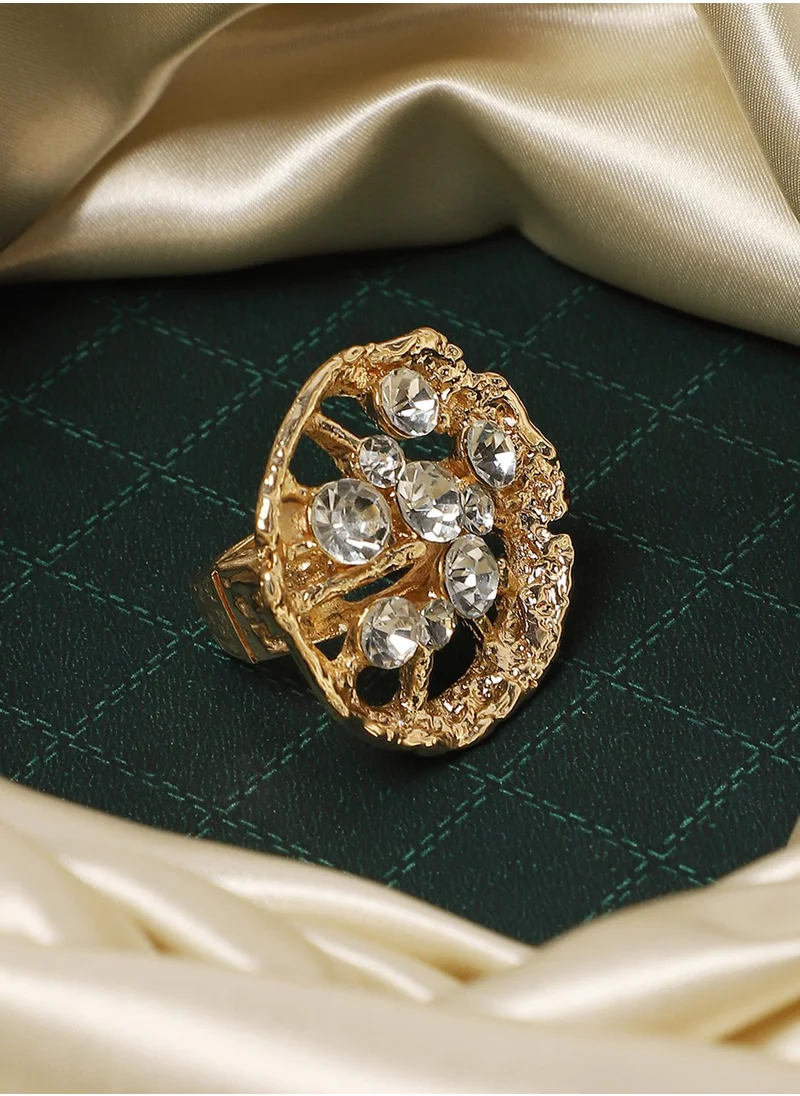 SOHI Crystal Vines Statement Ring