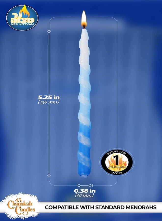 Ner Mitzvah Hanukkah Candles, Blue and White Spiral Dripless Chanukah Candle, Premium Quality Wax, 45 Candles for All 8 Nights - Image 4