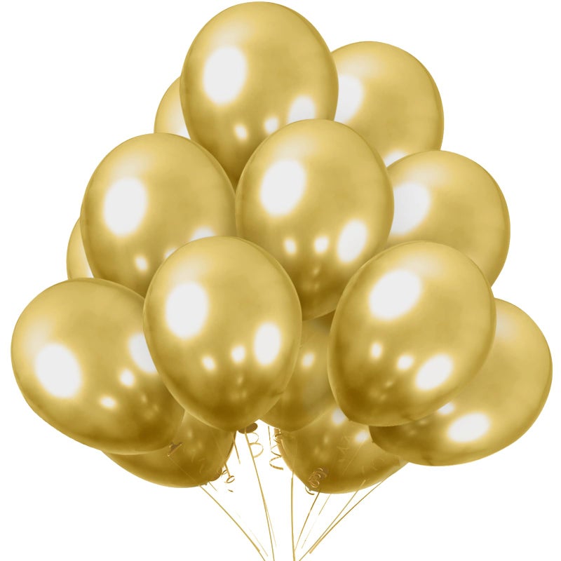 KBZVNAF Gold Metallic Chrome Latex Balloons 50 Pack 12 inch Round Helium Balloons for Birthday Wedding Graduation Baby Shower Party Decorations - Image 2