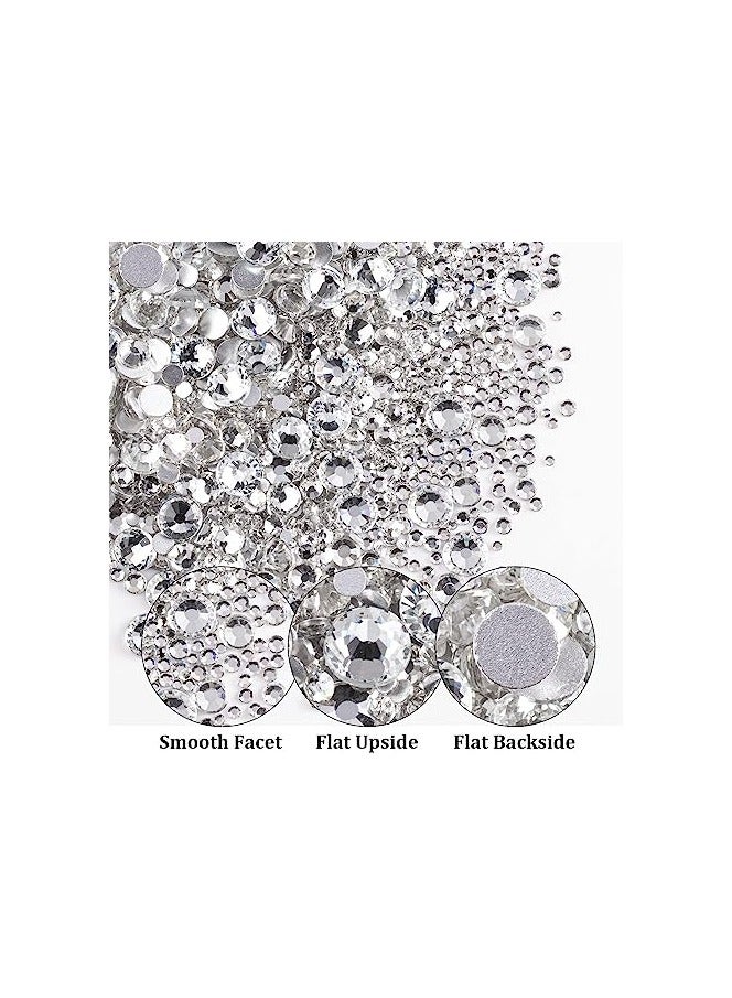 أوريتي حزمتين من حجر الراين مسطح 4520 قطعة ملونة فن الأظافر حجر الراين مسطح كريستال ملون + حجر الراين الأبيض الشفاف مع قلم رصاص وملقط لفن الأظافر والديكور - Image 2