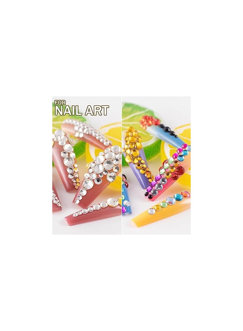 أوريتي حزمتين من حجر الراين مسطح 4520 قطعة ملونة فن الأظافر حجر الراين مسطح كريستال ملون + حجر الراين الأبيض الشفاف مع قلم رصاص وملقط لفن الأظافر والديكور - Image 4