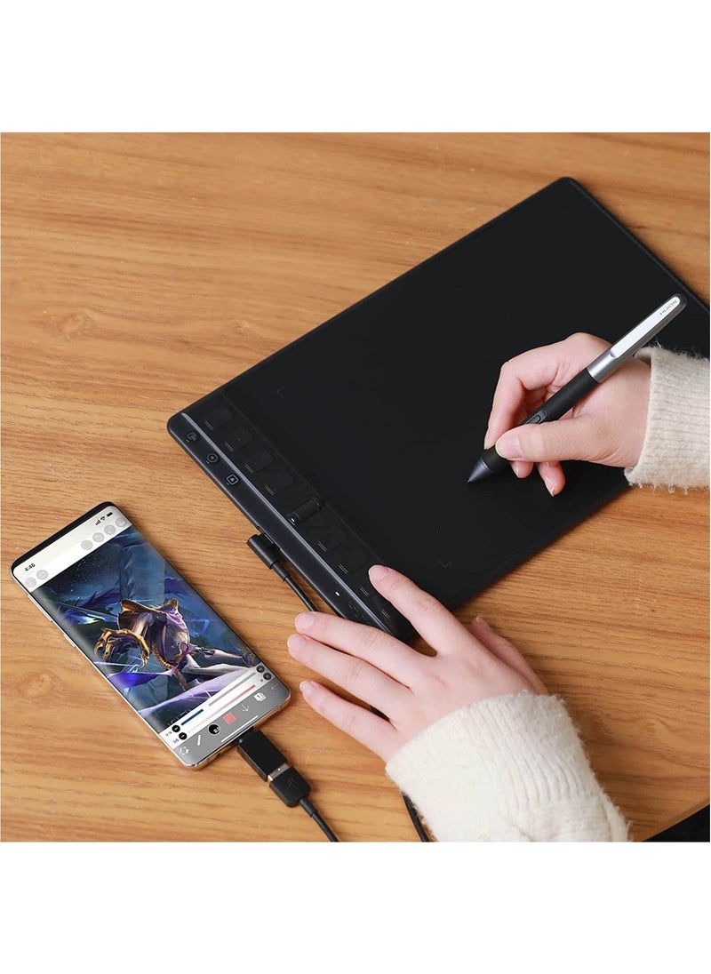 HUION - Inspiroy 2 Medium Drawing Tablet with Scroll Wheel 3-Set 8 Customized Keys Battery-Free Stylus for Digital Art, Design, Sketch, 9x5inch Graphics Tablet Works with Mac, PC & Mobile, Black - Image 1
