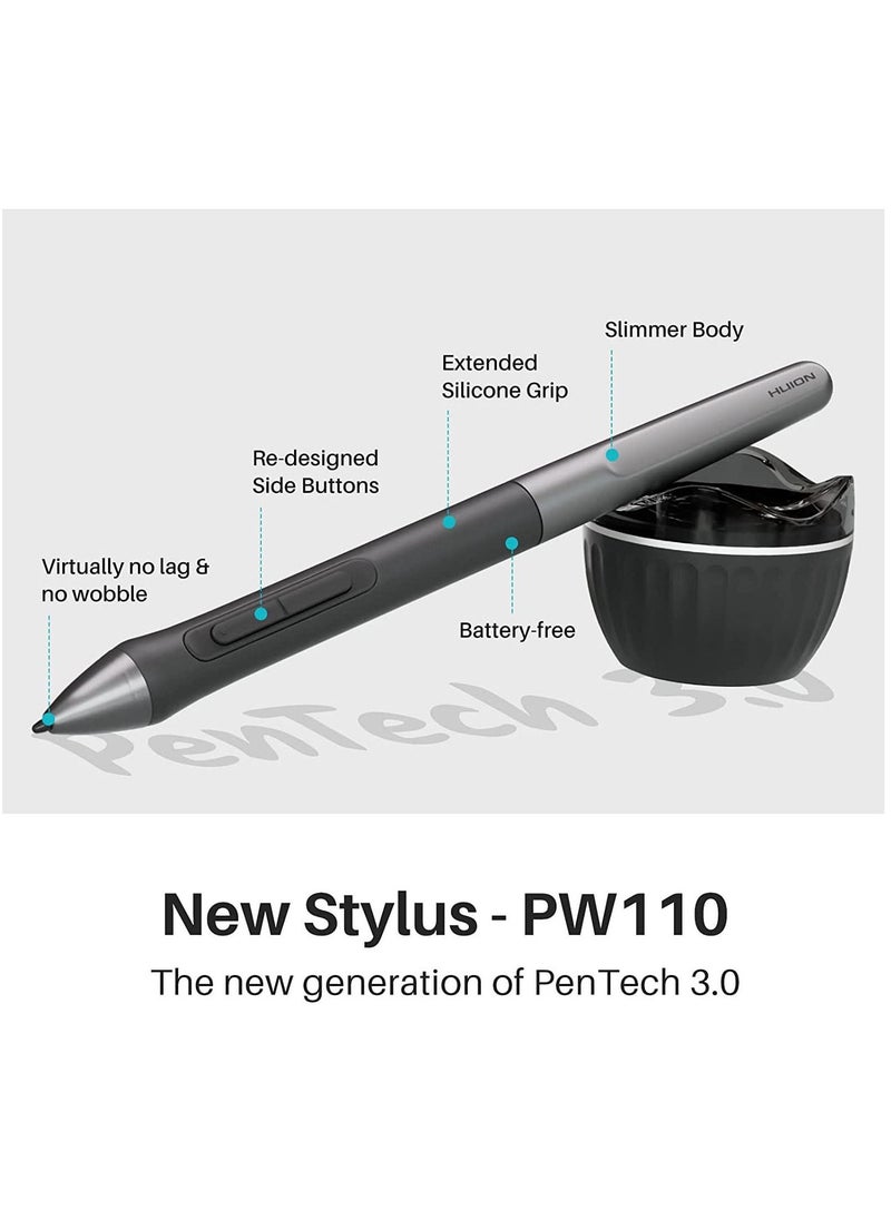 HUION - Inspiroy 2 Medium Drawing Tablet with Scroll Wheel 3-Set 8 Customized Keys Battery-Free Stylus for Digital Art, Design, Sketch, 9x5inch Graphics Tablet Works with Mac, PC & Mobile, Black - Image 1