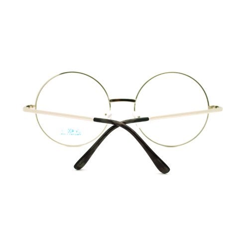PASTL Super Oversized Round Circle Frame Clear Lens Glasses Silver - Image 4