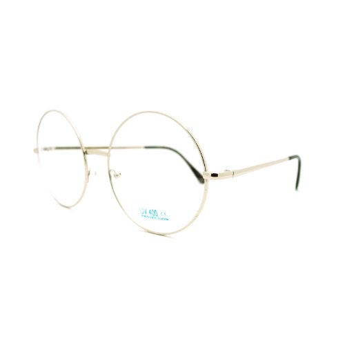 PASTL Super Oversized Round Circle Frame Clear Lens Glasses Silver - Image 3