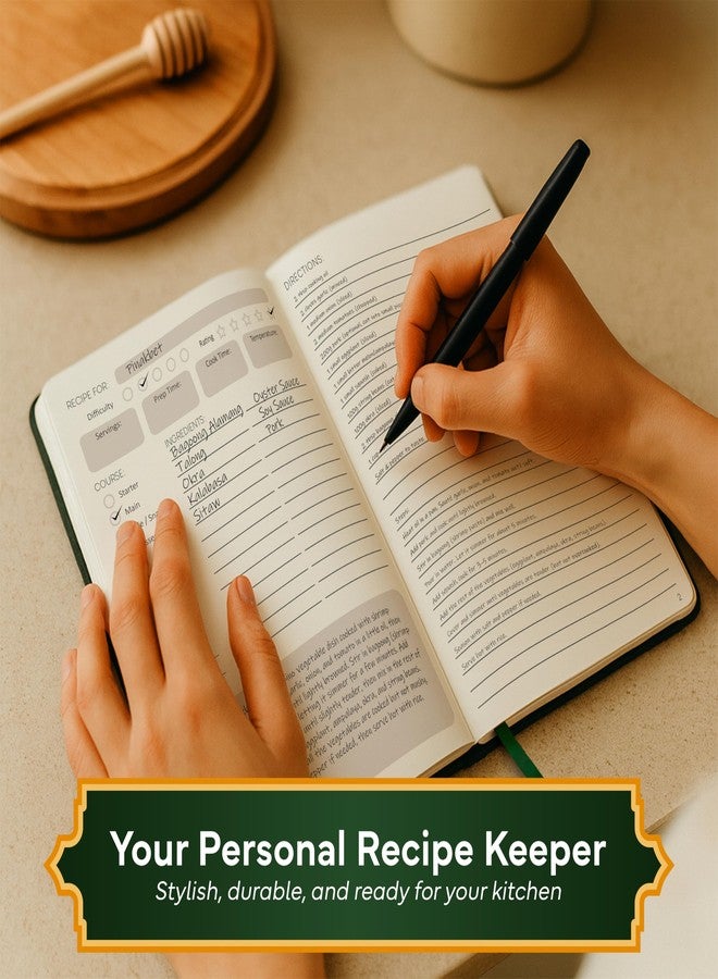 Only Zest Blank Recipe Book to Write in Your Own Recipes, Personal DIY Recipe Notebook with Waterproof Hardcover, Cookbook Journal for Family Favorites, Meal Planning, Keepsake Cooking, Green - Image 4