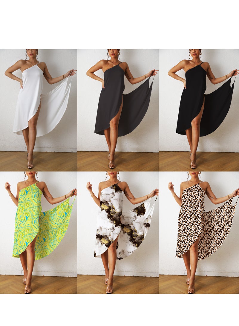 Womens Beach Dress Bikini Cover Up Spaghetti Strap Backless Swimwear（Dark gray） - Image 3
