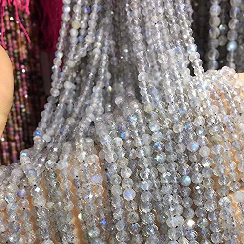 Zotoone Flash Labradorite Beads, 2 Stands Natural Stone Beads Faceted Loose Gemstone Bead for DIY Jewelry Making Necklace Length 15" Size 2mm - Image 2