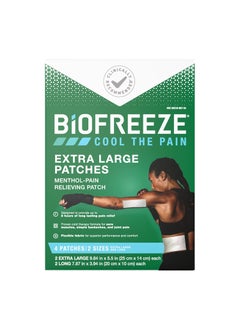 Biofreeze XL Patches Menthol Pain Relieving Patches (4/Box) 2 Sizes Up To 8 Hours Of Long Lasting Pain Relief Of Sore Muscles, Arthritis, Simple Backaches, And Joint Pain (Packaging May Vary)