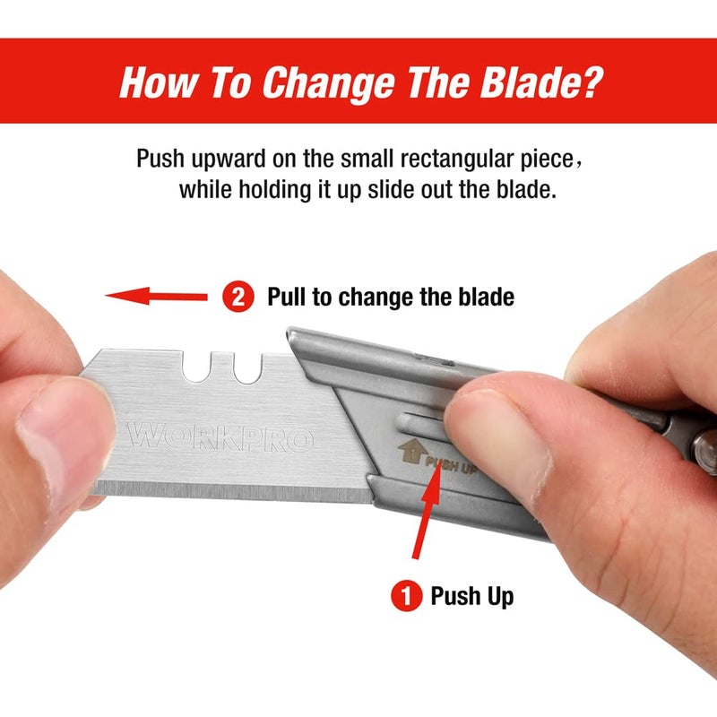 WORKPRO EDC Folding Utility Knife, Mini Box Cutter with Quick Open Axis Lock, Quick Change Blade Razor Knife, Foldable Small Pocket Knife with Belt Clip - Image 4