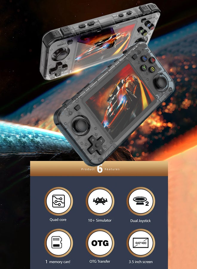  أمباون جهاز ألعاب محمول Retro R36H مع نظام لينكس مفتوح المصدر، معالج Cortex-A35، بطاقة TF بسعة 128 جيجابايت تحتوي على أكثر من 30,000 لعبة كلاسيكية، شاشة IPS بحجم 3.5 بوصة - جهاز ألعاب محمول كلاسيكي باللون الأسود - Image 4